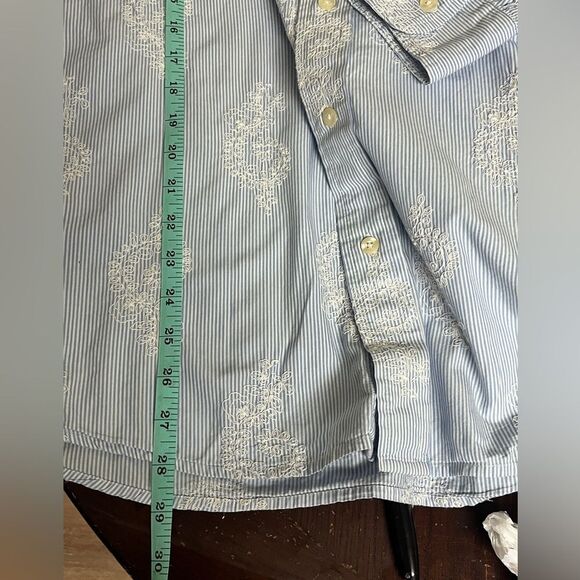 GAP Men’s Casual Paisley Stripe Shirt Blue White Sz L - Picture 6 of 7